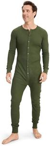 Jockey Men's Loungewear Waffle Union Suit, Military Green Heather, M