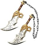 LALAPORT 17'' Medieval Kratos Fully Upgraded Blades of Chaos Foam Sword Cosplay Prop LARP 1:1 Replica Costume Halloween Gold Silver, Gold Silver, 17 Inches