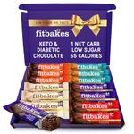 Fit bakes Gifts Diabetic Chocolate Gift Box (14x19g) Crunch Cake Mini Chocolate Keto Snack Bar, Sweet Diabetic Biscuit Food Treats Hamper, 65 Calories, Low Calorie Snack For Women & Men, Fitbakes