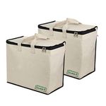 DOUBLE R BAGS Canvas Reinforced Cotton Handles with Multipurpose Clothes Storage Organizer For Grocery vegetable shopping and Covers Zip Bags (Black) -Pack of 2