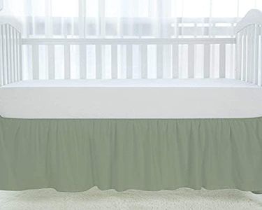 100% Egyptian Cotton, Nursery Crib Toddler (28" x 52" x 14") 800 Thread Count Crib Skirt Dust Ruffle, Bedding Skirts for Baby Boys or Girls, 14" Drop, Sage Solid