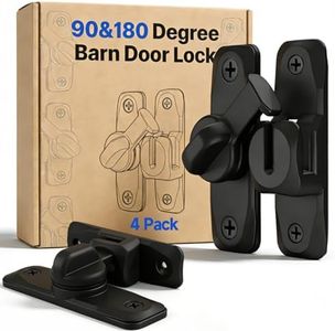 Barn Door Lock and Latche: Black 180/90 Degree Latch, Sliding Barn Door Locks, Small Sliding Gate Latch, Zinc-Alloy Bifold Door Latch for Cabinets, Bathroom, Window, Outdoor, Child Proof (4 Pack)