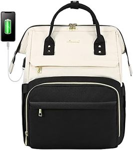 LOVEVOOK Laptop Backpack for Women Fashion 17-Inch Business Computer Bags Travel Backpack Purse Teacher Doctor Nurse Work Backpack Student Bookbag With USB Charging Port Multiple Pockets, Beige-Black