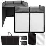 AxcessAbles Portable DJ Facade Booth with Black and White Lighting Scrims, Carry Cases | Standing DJ Table - 40" x 20" | DJ Controller Stand | Recording Mixer Stand| DJ Booth (ES-01)