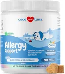 Dog Allergy and Itch Relief - 90 Soft Chews - with Probiotics, Salmon Oil, Colostrum, Quercetin, and Turmeric - Anti Itch Supplement, Support for Skin and Seasonal Allergies