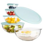 Luvan High Borosilicate Glass Mixing Salad Bowls with Lids Set of 5, 0.2, 0.5, 1.1, 2.1, 3.75 QT,Large Kitchen Nesting Bowls,Great for Food Storage, Cooking, Baking,Prepping -5PCS