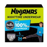 Ninjamas Pampers Nighttime Bedwetting Underwear Boys Size L (64-125 lbs) 34 Count (Packaging & Prints May Vary)