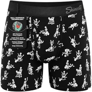 Shinesty Hammock Support Pouch Underwear For Men | Mens Underwear Boxer Briefs with Fly | US Large Skeletons