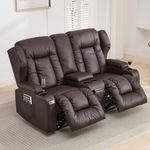 SAMERY 65.5" RV Loveseat Recliner Double Recliner RV Sofa & Console | Wall Hugger Reclining RV | RV Theater Seats | RV Couch | RV Theater Seating | RV Furniture, Home Theater Seating… (Brown)