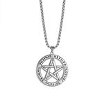 TEAMER Stainless Steel Supernatural Pentacle Pentagram Pendant Necklace Witch Protection Star Amulet Necklace for Men Women