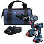 BOSCH GXL18V-224B25 18V 2-Tool Combo Kit with Connected Freak 1/4 In. and 1/2 In. Two-In-One Bit/Socket Impact Driver and Brute Tough 1/2 In. Hammer Drill/Driver