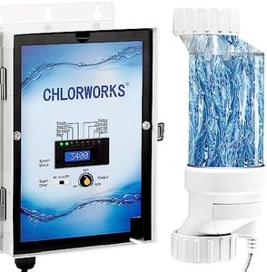 CHLORWORKS Salt Chlorine Generator- Salt Water Pool Chlorinator System up to 40K Gallon Swimming Pool, Easy Operation, 1 Year Warranty