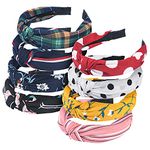 URAQT Headbands for Women, 8 Packs Mixed Printed Fabric Hair Band, Knot Hairbands Hair Accessories for Daily Wearing, Dating, Sports