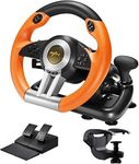PXN V3II Simulate Racing Game Steering Wheel with Pedal, 180 Degree Steering Wheel, Compatible with Windows PC, PS3, PS4 Xbox one, Xbox Seriesfor Switch-Orange