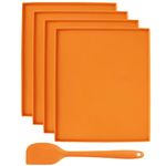 4PCS Silicone Dehydrator Sheets Dehydrator Mats with Edge for Fruit Leather Liquid Fruits Meat Vegetables Herbs, Non-Stick Dehydrator Trays with Silicone Scraper (Orange)