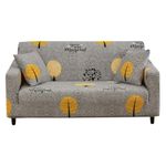 Morbuy Sofa Cover Slipcovers for 1 2 3 4 Seater Plant Pattern WashableStretch Elastic Fabric covers Pet Sofa Protector + Sticky roller gift x 1 (2 seater,Yellow woodland)