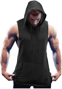 COOFANDY Men's Workout Hooded Tank Tops Bodybuilding Muscle Cut Off T Shirt Sleeveless Gym Hoodies Black