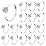 UgyDuky 72pcs Rose Gold Bridal Shower Rings Adjustable Diamond Rings Bulk for Wedding Shower Party Games Table Decorations Party Supply Cupcake Toppers Bridal Shower Party Favors (Silver)