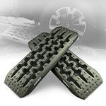 XPV AUTO Traction Boards Recovery Tracks Tire Ladder 4WD Recovery Mat for 4X4 Offroad Sand Snow Mud Track (Olive)