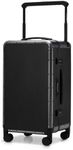 ROAMING 24 Inch Check Luggage Durable All Aluminum Hard Shell Suitcase with Wide Handle Zipperless with 360 Spinner Wheels, TSA Lock Smart Organizational Pockets for Business Travel Greyish Black