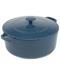 Cuisinart CI670-30BG 7 Qt Round Casserole, Covered, Enameled Provencial Blue