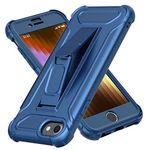 ORETECH Case for iPhone SE 3/2 (2022/2020 Edition),iPhone 7 and iPhone 8 Case with [2 Screen Protector] and [Kickstand],Shockproof Hard PC Back Flexible TPU Sides Case for iPhone 6/6S/7/8/SE,Blue