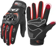 KEMIMOTO Motorcycle Gloves for Men, Touchscreen Cycling Gloves for Outdoor Sports On-Road/Off-Road/Mountain Motorcycle Motorcross Motorbike Dirt Bike Bicycle Racing ATV UTV, M, Red
