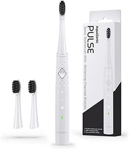 AquaSonic Pulse – Ultra Whitening Electric Toothbrush w Activated Charcoal Whitening Bristles – Sonic Rechargeable toothbrush – 3 Modes & Smart Timers – Lasts 45 days – Home & Travel Toothbrush