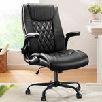 Marsail Executive Office Chair with Flip-up Armrests,PU Leather Ergonomic Office Chair with Tilt Function Height-Adjustable Swivel Rolling for Home Office Working