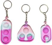 Pop Fidget Keychain, Holiday Stocking Stuffer, Backpack Keychain, Push Pop Sensory Key Chain, Simple Mini Fidget Toys - 3 Pack, Pastel, Pink, Tie Dye, Multi-Color