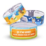 Printlike 15 Pack Travel ID Safety Wristbands for Kids | Emergency Bracelets to Help Lost Children