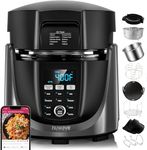 Nuwave Duet Air Fryer, Electric Pressure Cooker & Grill Combo, 540 IN 1 Multicooker with 2 Removable Lids, Slow Cook, Sears, Sautés, 18/10 SS Pot, Sure-Lock Safety Tech & 9 Deluxe Accessories