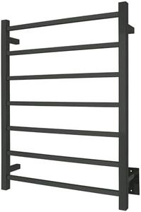 WarmlyYours Heated Towel Rack, 7 Bars Matte Black, Electric Towel Warmer for Spa-Like Comfort in Your Bathroom, Hardwired 120V (Tahoe)