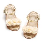 Felix & Flora Girls Shoes Soft Rubber Princess Flat Shoes Summer Baby Girl Sandals(9 Toddler,Gold)