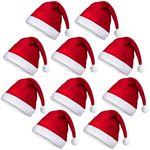 benpen 10PCS Santa Hats Christmas Hat for Adults Bulk,Father Christmas Hats Xmas Party Hats Fancy Dress Christmas Hats or Santa Claus Costume,Classic Santa Outfit for New Year Festive Party Supply