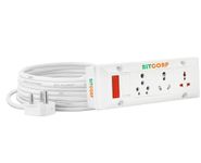 Bitcorp Extension Board Small and Heavy Duty Junction Box 6A 16A 20A 3 Way Socket 1 Switch (2000W) High Voltage with Thermal Protection Surge Control 1 Meter Long Cable Cord (White)