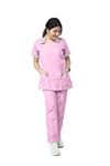 UNIFORM CRAFT Poly Cotton Twill Nurse Uniforms - Ideal for Nurse uniforms for Women | Clinic uniforms for Women | Hospital uniforms for Nurses | Hospital Uniform, NT04 Pink and Grey (L)