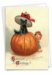 NobleWorks Halloween Greeting Card with 5 x 7 Inch Envelope (1 Card) Vintage Pumpkin Kids - Cat C10187BHWG