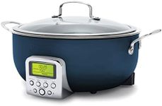 GreenPan Elite Essential Smart Electric 6QT Skillet Pot, Presets to Sear Saute Stir-Fry and Cook Rice, Healthy Ceramic Nonstick and Dishwasher Safe Parts, Easy-to-use LED Display, Oxford Blue