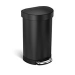 simplehuman 45L Semiround Step Liner Rim Kitchen Trash Can, Matte Black