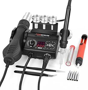 Hot Air Soldering Station, 2-in-1 Soldering Iron Station & Hot Air Rework Station, Temperature Adjustable °C℉ Soldering Station for BGA SMD PCB IC Repair 750W Hot Air Soldering Station