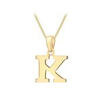 Carissima Gold Women's 9CT Yellow Gold 11.6mm X 16mm Plain 'K' Initial Pendant on 9CT Yellow Gold 25 Diamond Cut Adjustable Curb Chain 41CM/16'-46CM/18' Necklace