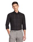 Arrow Men's Checkered Full Sleeve Slim Fit Cutaway Collar Cotton Formal Shirt Black