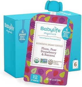 Babylife Organics Stage 2 – Heavy Metal Safe, Organic Baby Food - Plum, Pear, Strawberry & Banana, 3.5 Ounce Pouch (6 Pack)