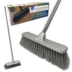 TDBS Soft Indoor Broom (Grey, 120cm) - Perfect for Laminate, Vinyl or Wooden Floor, with Multi-section Handle and Flagged Bristle