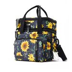 MOV COMPRA Lunch Bag for Women Men Double Deck Lunch Box,Expandable Large Lunch Bags,Leakproof Lunch Box Cooler Bag (Sunflower)