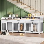 AMERLIFE 95" Dog Crate Furniture, Multi-Functional TV Stand with Storage