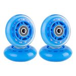 AOWESM 64mm Inline Skate Wheels w/Bearings ABEC-9 for Blades Roller Skates, Pelican Storm Case, Roller Board Bag, Carry-on Luggage Suitcase, Water Rower Seat, Steady Rest Wood Lathe (4 Pack) (Blue)