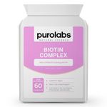 Biotin Hair Growth Supplement 10,000μg - Hair Skin & Nails Vitamins for Men & Women with Selenium, Zinc & Vitamin C - 60 Vegan Capsules - Made in The UK by Purolabs