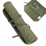 NVTEGR Paint Brush Holder, Paint Brush Roll, 22 Slots Canvas Brush Roll-Up Bag Artist Paint Brush Case, Paint Brush Storage Organizers for Watercolor Gouache Art Paint Brushes (Army Green)